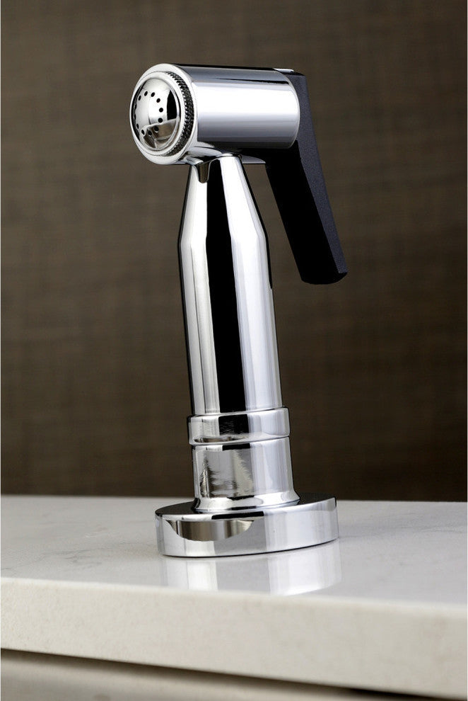 Kingston Two-Handle Gooseneck Bridge Kitchen Faucet Sprayer, Polished Chrome