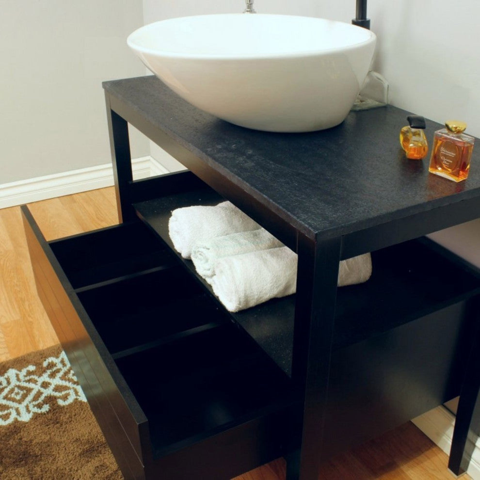 35.5" Single Sink Vanity, Wood, Black
