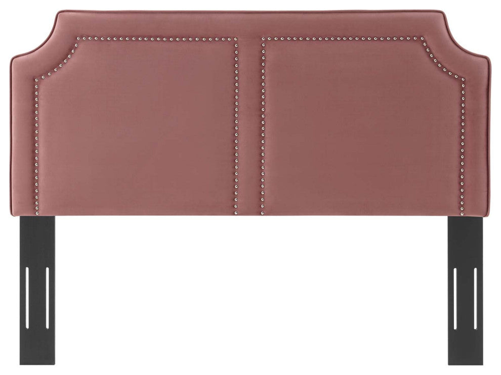 Headboard, Nailhead, Twin Size, Pink, Velvet, Modern, Mid Century Guest Suite