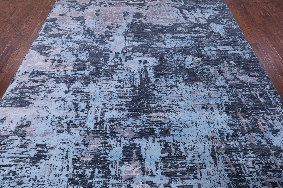 7' 11" X 10' 3" Abstract Hand Knotted Wool & Silk Rug - Q15803