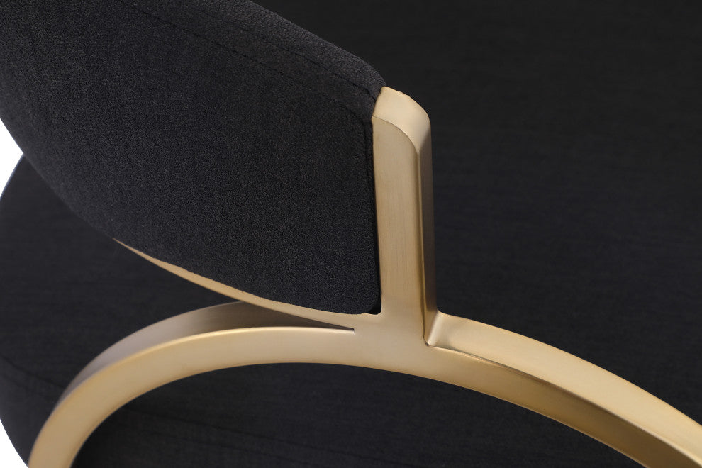 Privet Dining Chair (Set of 2), Black, Brushed Brass Finish