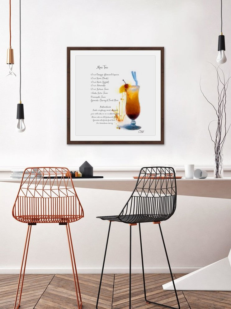 "Mai Tai Recipe" Framed Painting Print, 24"x24"