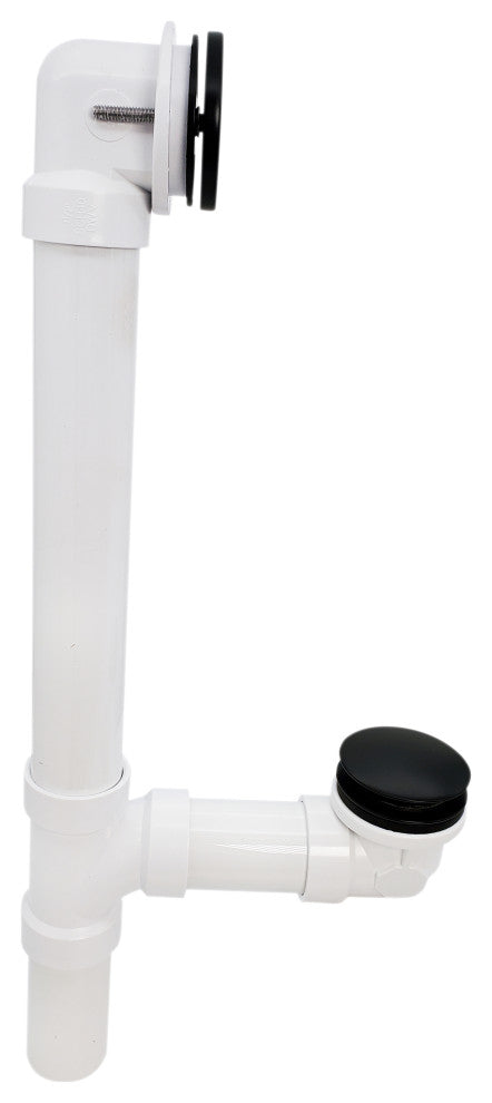 Illusionary Overflow 12" & 4" Sch. 40 PVC Bath Waste and Overflow Tip-Toe, Matte Black