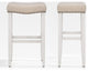 WestinTrends 2PC 29" Upholstered Saddle Seat Bar Height Stool Set, Accent Chair, Beige