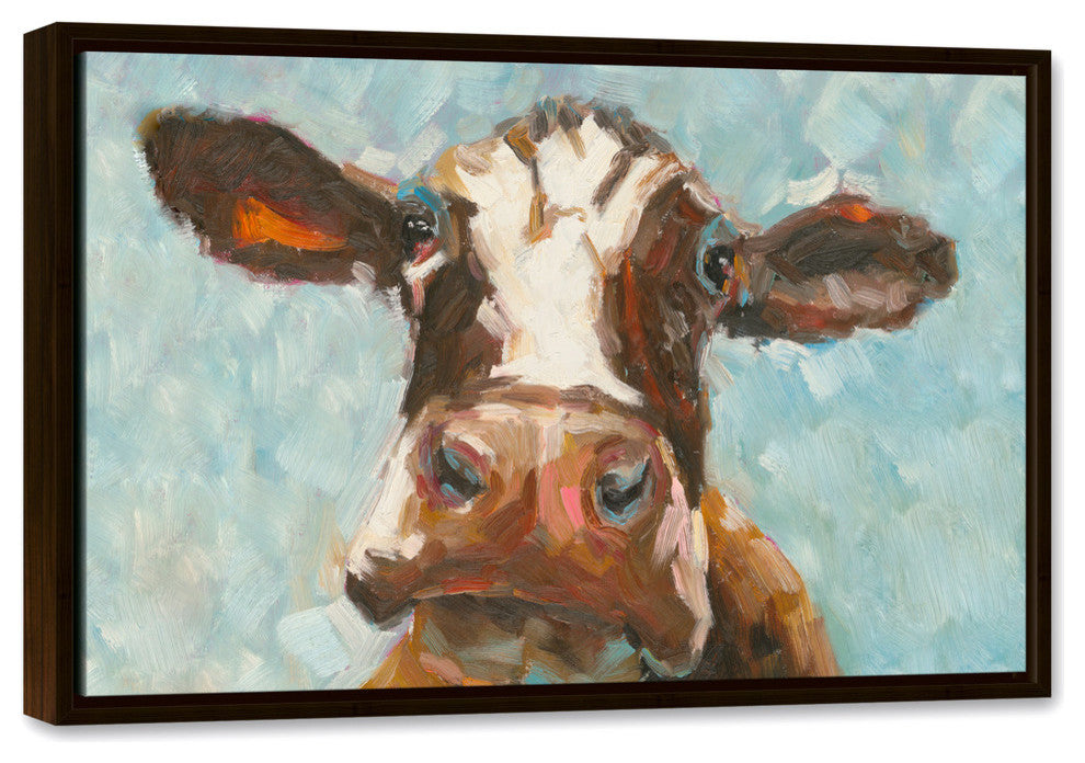 Curious Cow 1 Canvas Wall Art, 20"x30", Framed