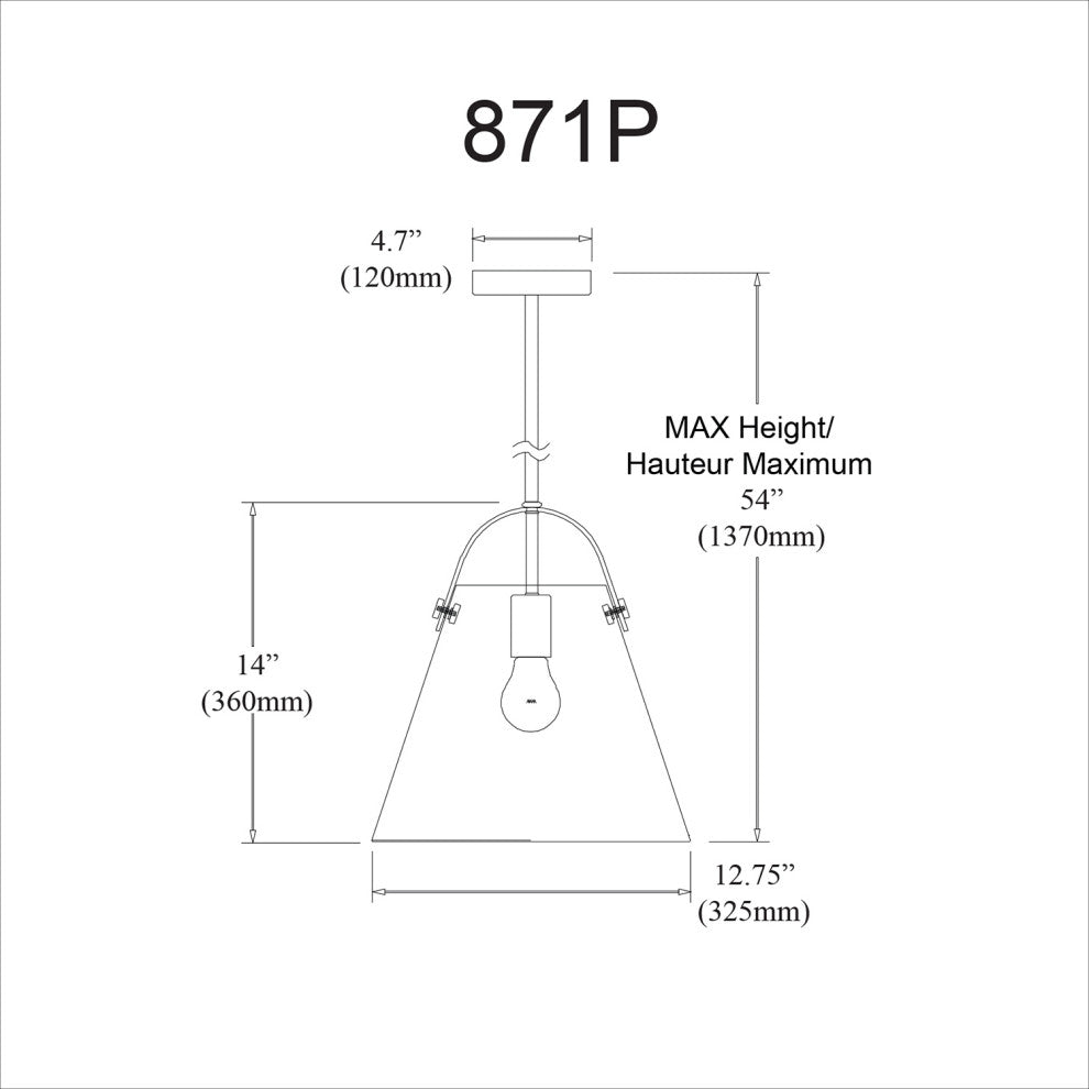 1-Light Incandescent Pendant, Matte White With Clear Glass