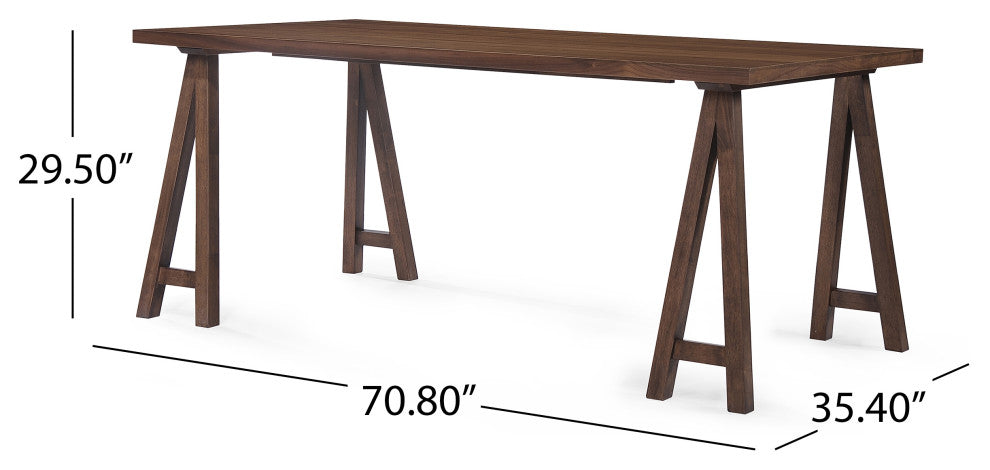 GDF Studio 7-Piece Sambora Farmhouse Dining Set With Rich Mahogany Chairs, Natural Walnut