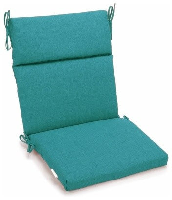 18"x38" Spun Polyester Outdoor Squared Seat/Back Chair Cushion, Aqua Blue