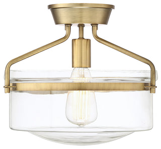 1-Light Semi-Flush Mount, Natural Brass