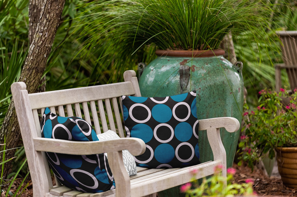 Mod Circles Indoor/Outdoor Throw Pillow, Unreal Teal, 18"x18"