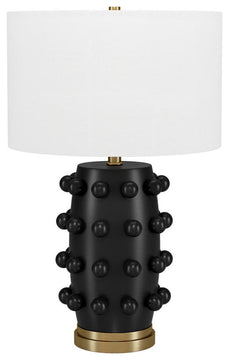 Farrington 26 Tall Ceramic Table Lamp with Fabric Shade in Matte Black/White