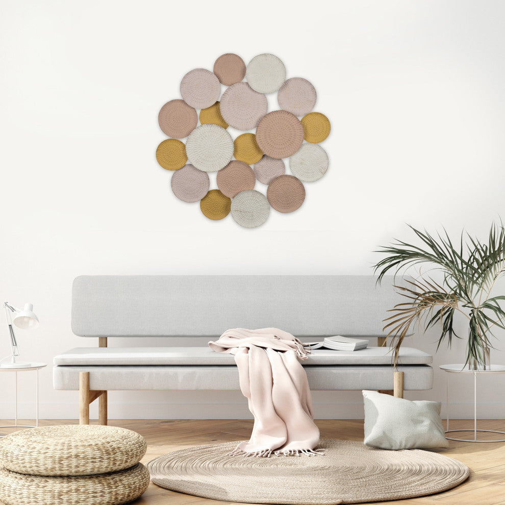 Distressed and Matte Abstract Metal Circle Wall Decor