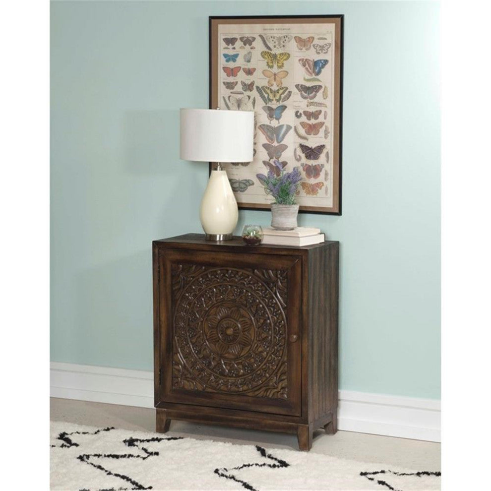 Linon Grace Wood Accent Cabinet in Dark Brown