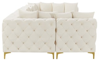 Tremblay Velvet Upholstered 6-Piece Modular U-Shaped Sectional, Cream