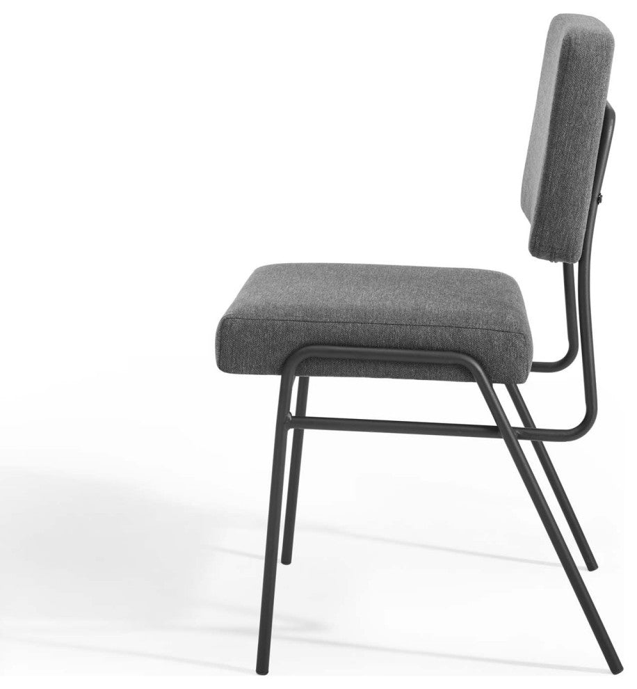Side Dining Chair, Fabric, Metal, Black Gray, Modern, Bistro Restaurant
