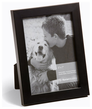 Satin Black Picture Frame, 3/4", Easle Back, Traditional, 5 x 7