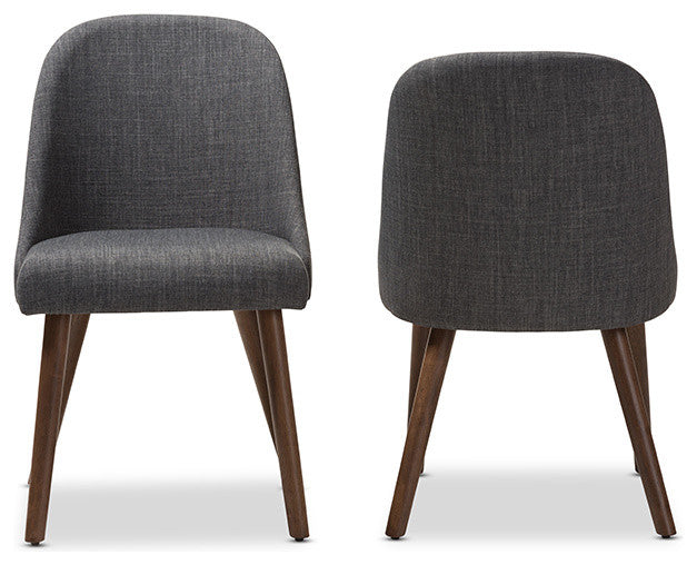 Cody Dark Gray Upholstered Walnut Wood Dining Chair, Set of 2