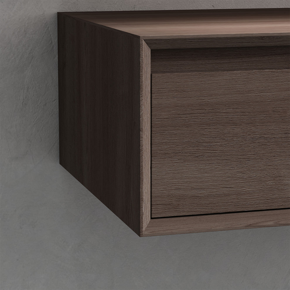 Alysa 36" Floating Bath Vanity, Acrylic Sink/Single Faucet Hole, Red Oak