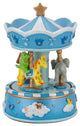 6.5" Children''s Blue Rotating Sleepy Time Animal Friends Carousel Music Box