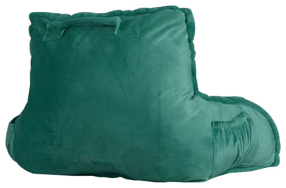 Fox Faux Fur Bedrest, Needs Assembly, Teal Green, 20"x18"x17"