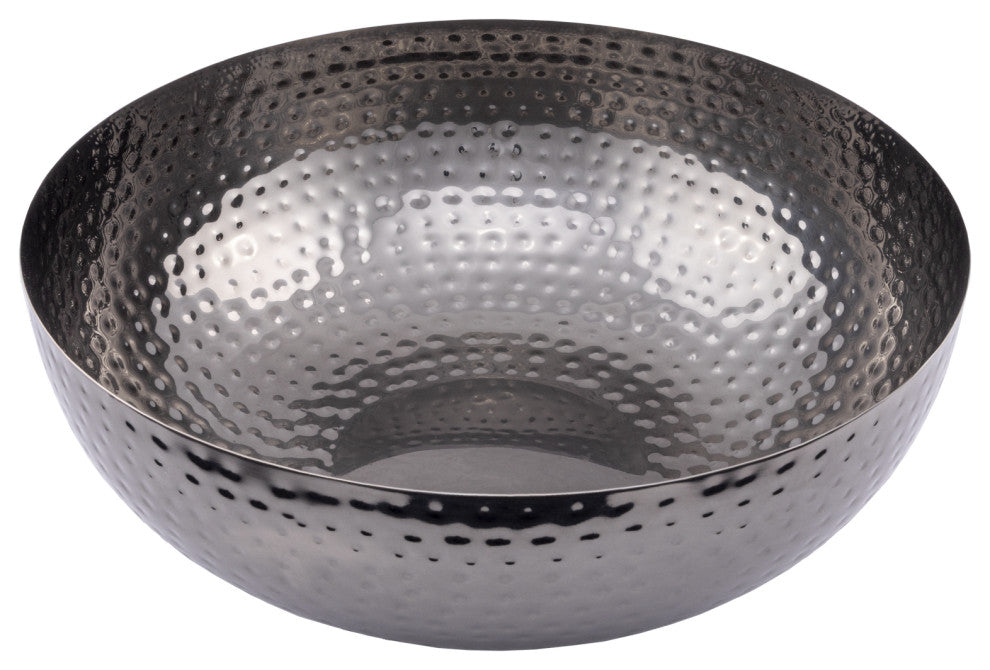 Round Hammered Metal Bowl, Oxidized Silver, Oxidized Silver
