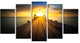"Massive Wood Pier To Sun At Evening" Sea Pier Wall Art, 5 Panels, 60"x32"
