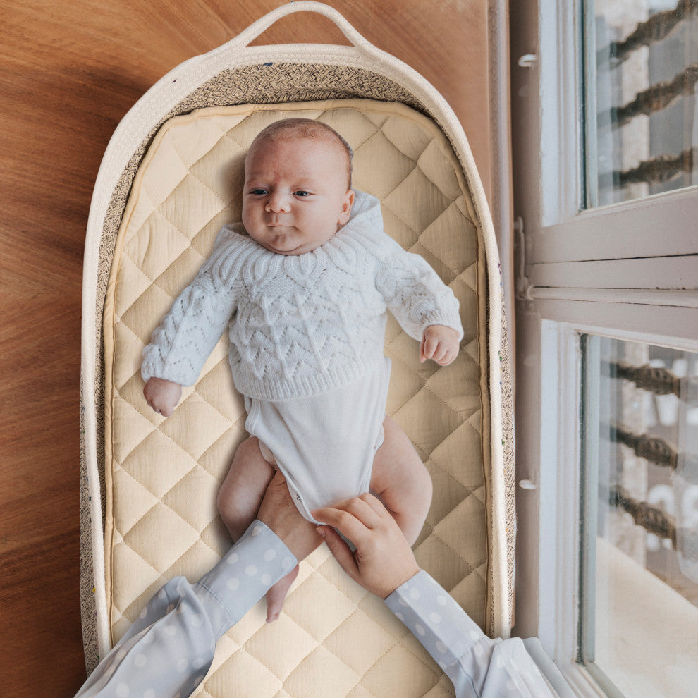 Macrame Boho Theme Moses Basket for Babies, Handmade, 100% Cotton Rope