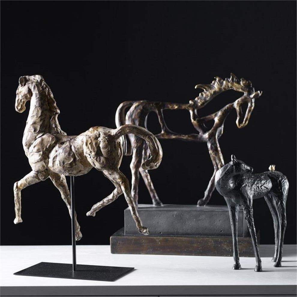 Uttermost Caballo Polyresin and Iron Dorado Horse Sculpture in Aged Silver