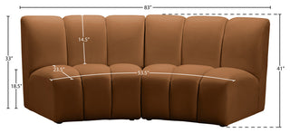 Infinity Channel Tufted Velvet Modular Chair, Saddle, 2 Piece