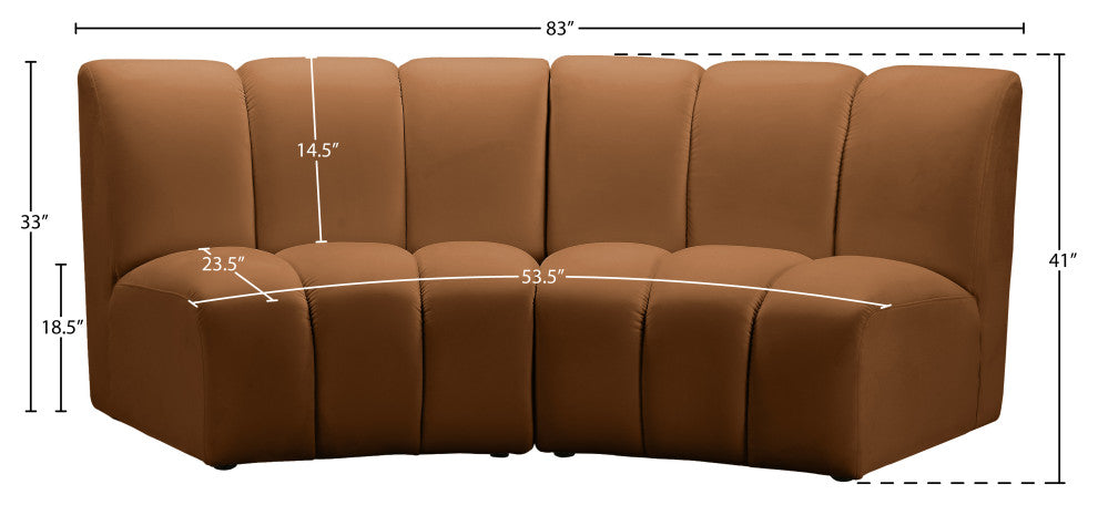 Infinity Channel Tufted Velvet Modular Chair, Saddle, 2 Piece