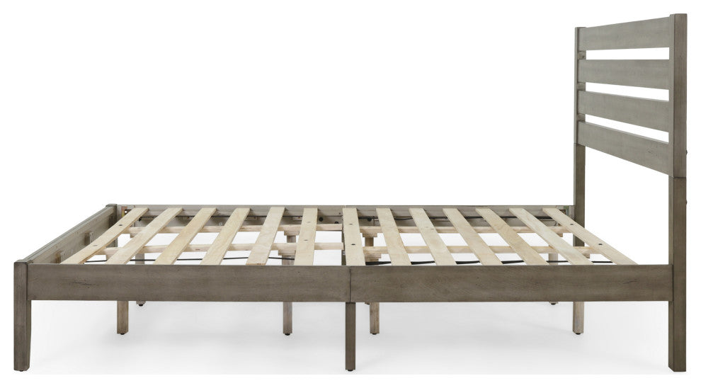 Kenley Queen Size Bed With Headboard, Gray Finish, Natural