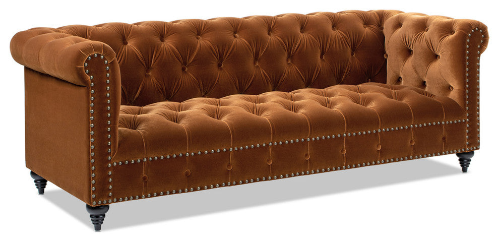 Alto 88" Tufted Chesterfield Sofa, Burnt Orange Performance Velvet