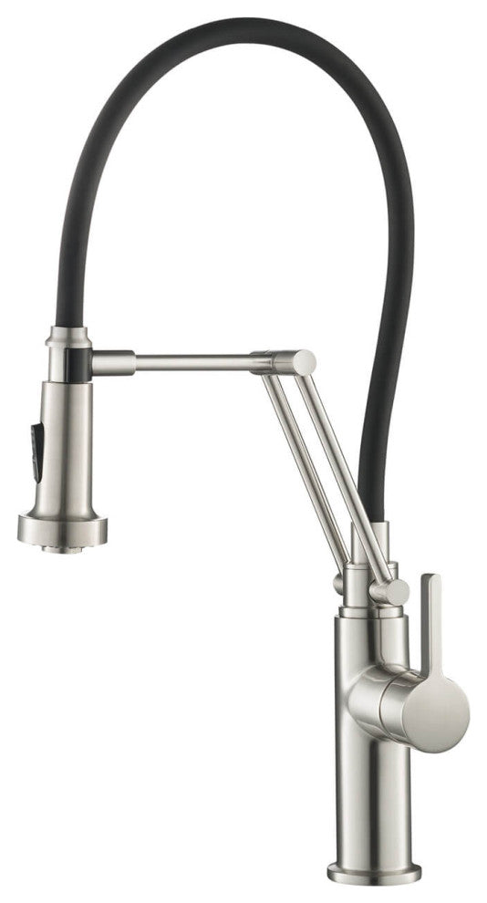 Engel Single Handle Pull Down Kitchen Faucet, Brushed Nickel