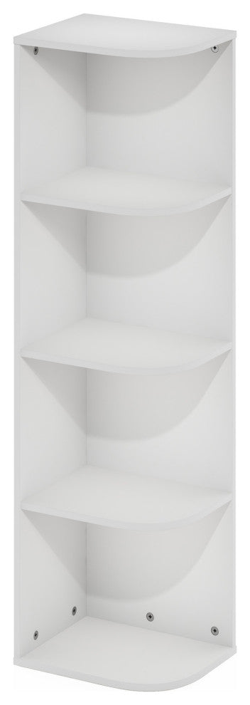 Furinno Pasir 4-Tier Corner Open Shelf Bookcase White