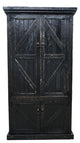 Barn Style Armoire / Kitchen Pantry, Distressed Black