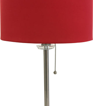 28" Crystal Buffet Lamp With Red Drum Shade, Brushed Nickel, Single