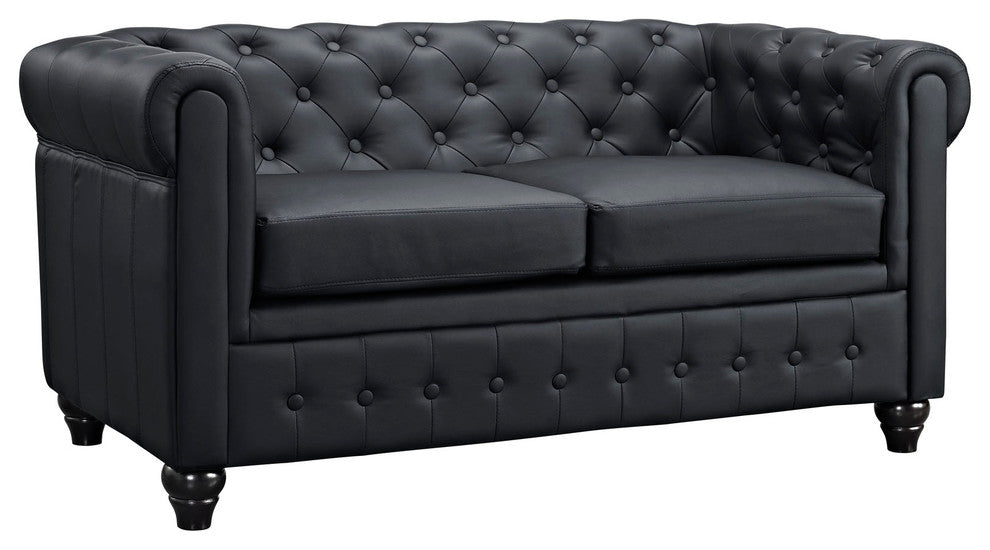 Modern Black Earl Upholstered Vinyl Loveseat