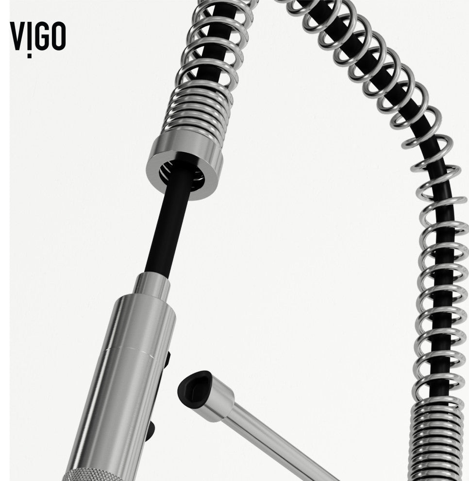 VIGO Sterling 23" H Single Handle Pull-Down Sprayer Kitchen Faucet, Stainless Steel, Without Extras