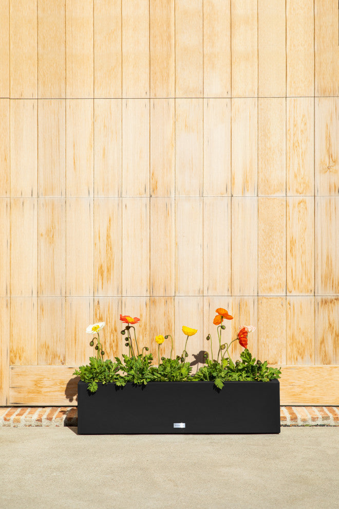 Veradek Block Series Trough 36" Planter, Black