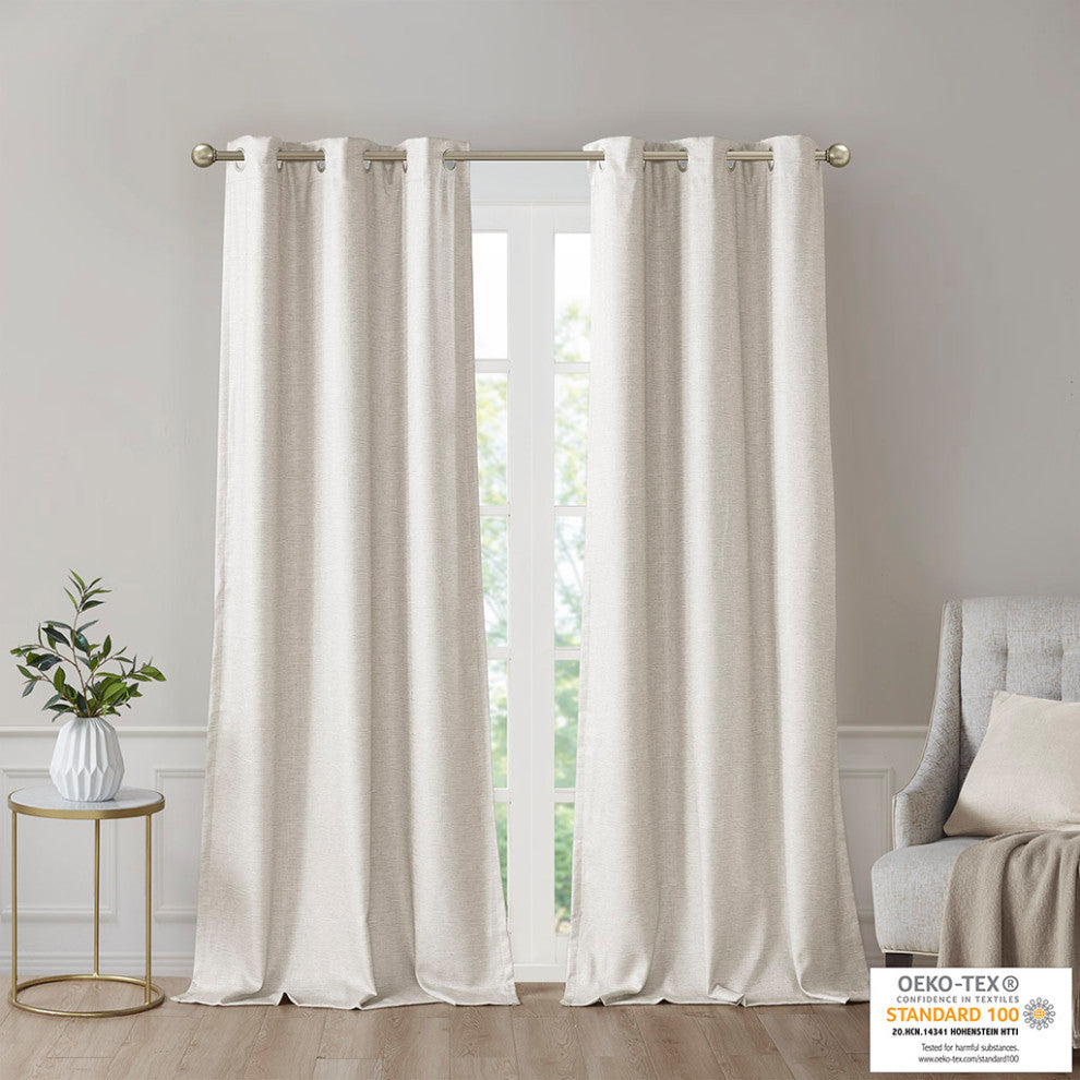 Madison Park Tonal Printed Faux Silk Room Darkening Curtain Panel Pair