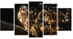 Falcon with Open Beak, Animal Canvas Wall Art, 60"x32", 5 Panels