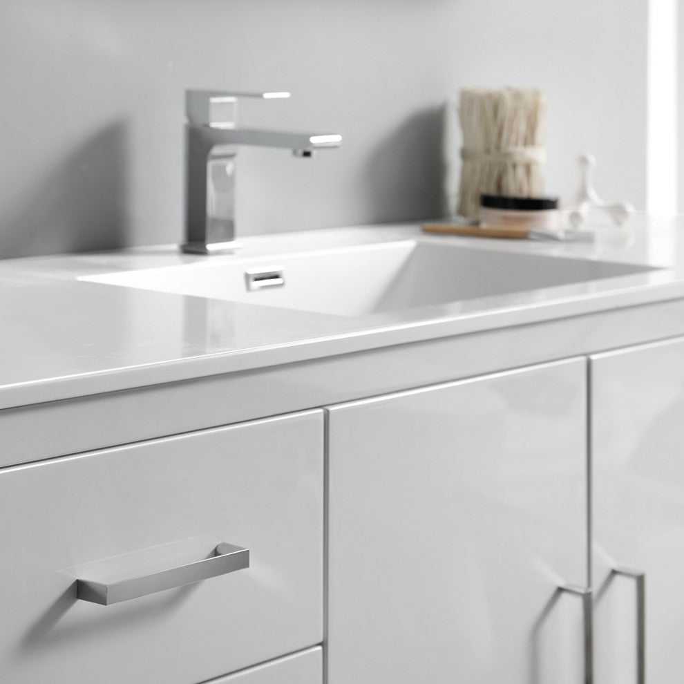 Fresca Imperia 60" Gloss White Cabinet With Integrated Single Sink