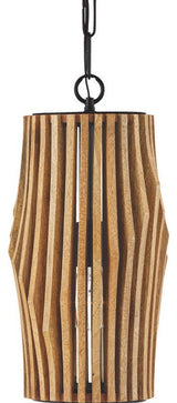 Capital Lighting 344613 Archer 9"W Wood Mini Pendant - Light Wood / Matte Black