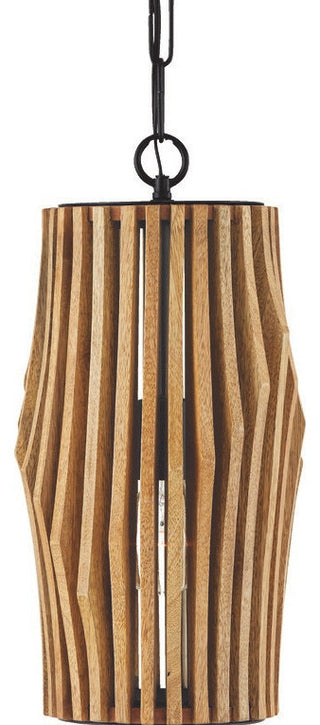 Capital Lighting 344613 Archer 9"W Wood Mini Pendant - Light Wood / Matte Black