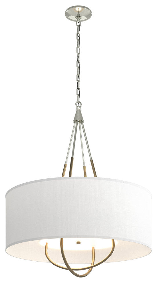 Loop Pendant, Sterling Finish, Soft Gold Accents, Natural Anna Shade