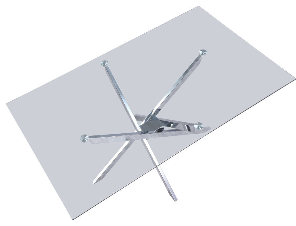 Xander Dining Table, Chrome Legs, Rectangular Top