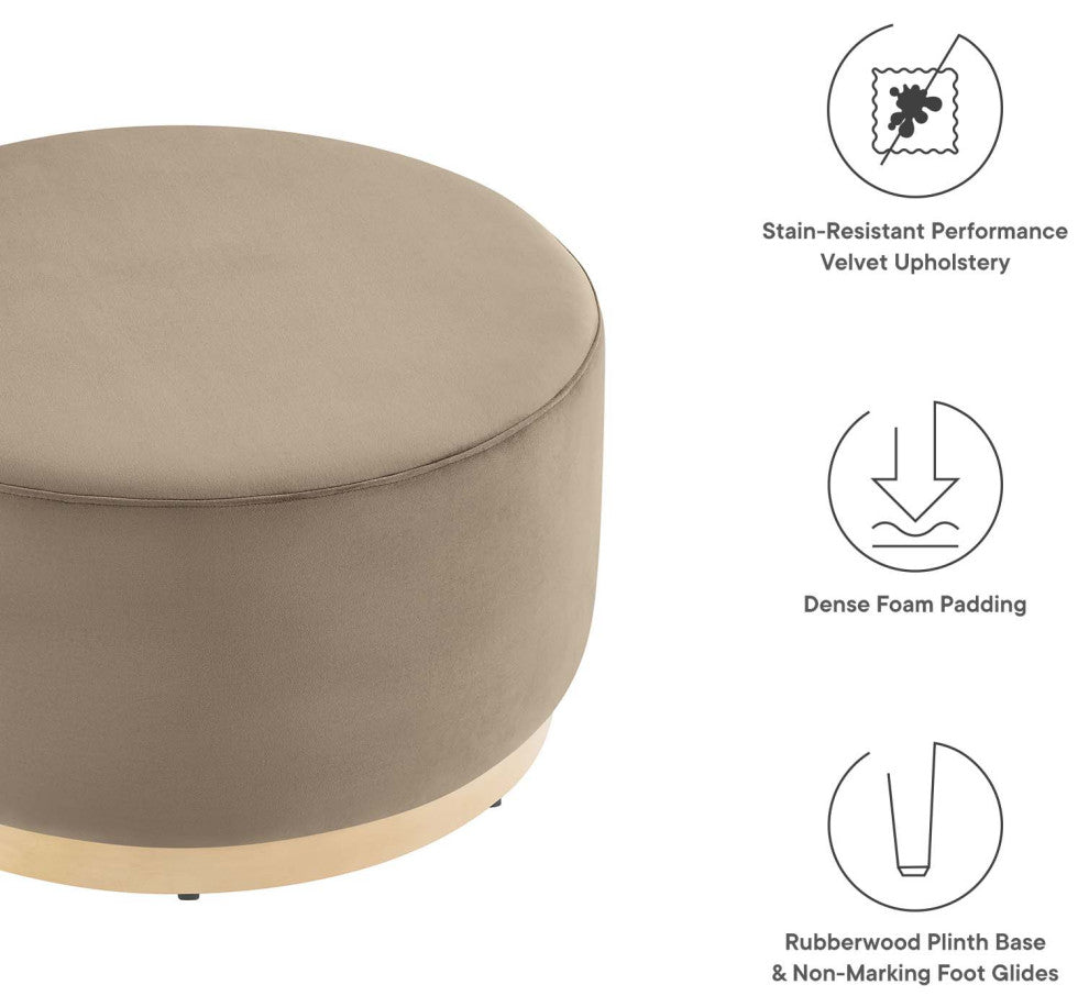 Tilden Large 29" Round Performance Velvet Upholstered Ottoman