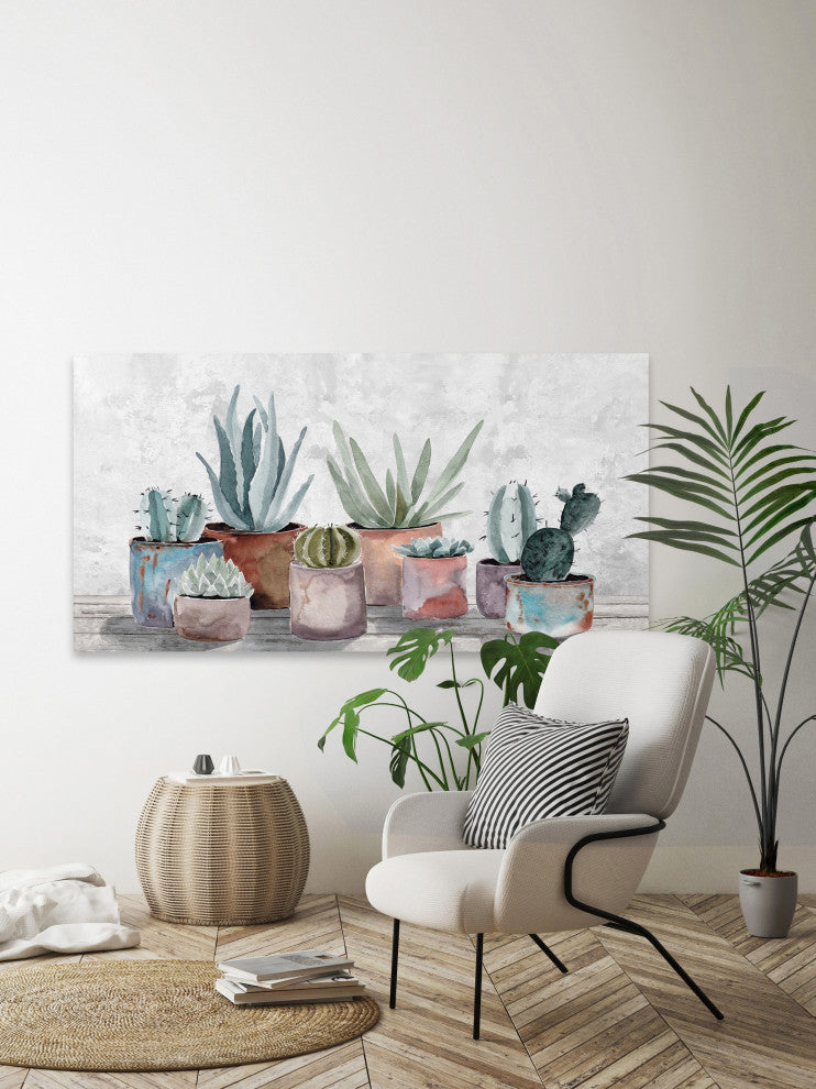 "Healthy Succulents" Painting Print on Wrapped Canvas
