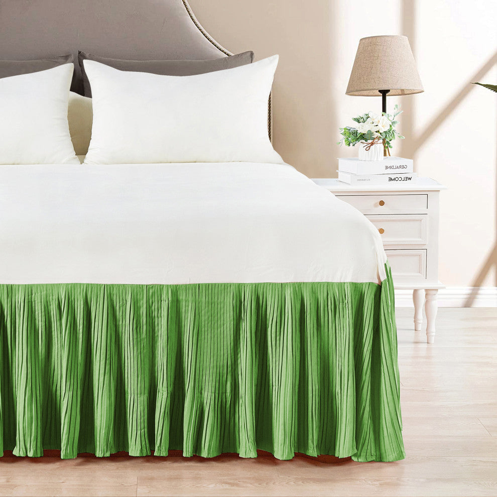 18" Pleated Bed Skirt, Green, King