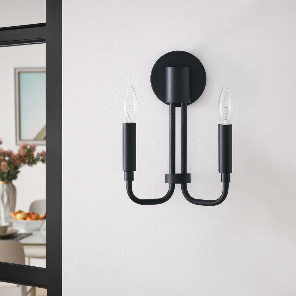 Sconce Wall Lamp Light Fixture, Black, Mid Century Living Kitchen Bistro Cafe
